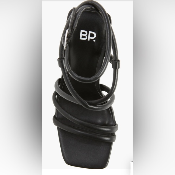 Nordstrom BP. Ashlyn Black  Square Toe Strappy Sandal Flared Triangular … - Picture 3 of 11